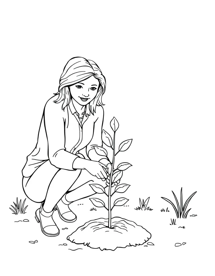 Martha Stewart planting a small tree