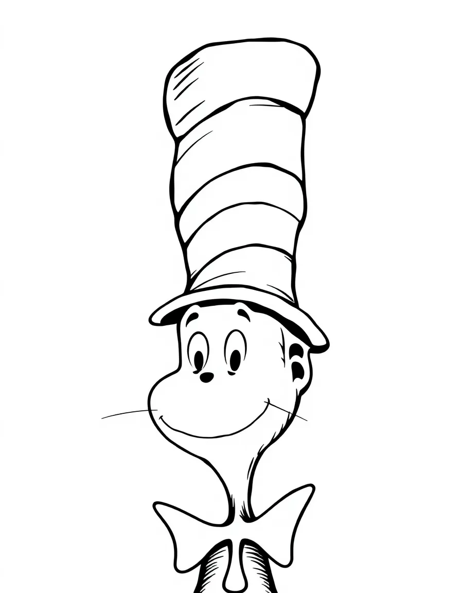 Dr. Seuss (classic drawing style) with a red and white striped hat