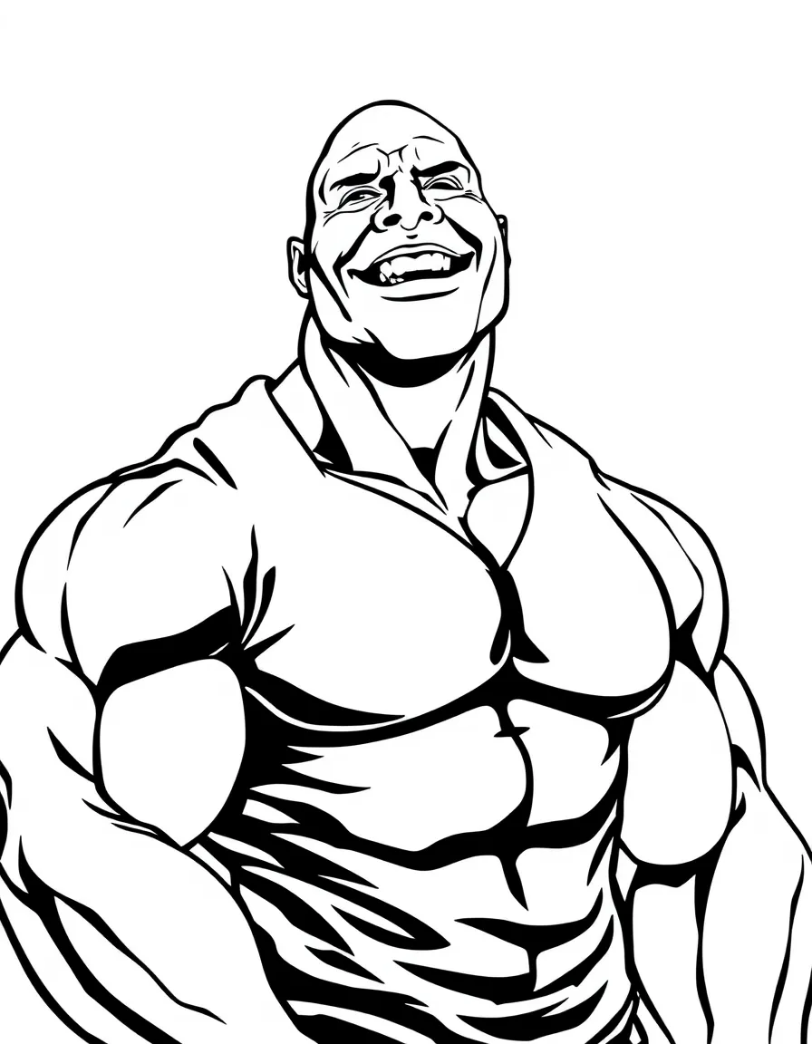 The Rock smiling and showing muscles