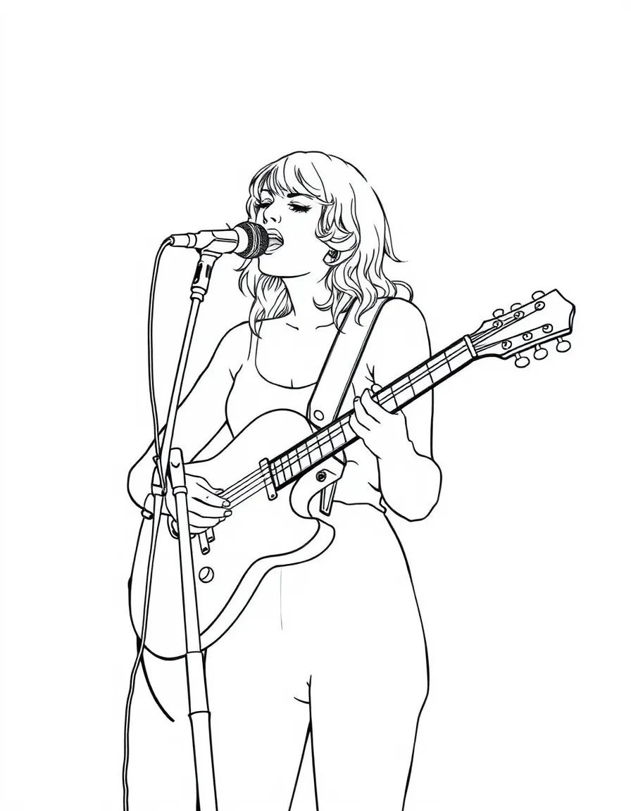Taylor Swift singing with a guitar
