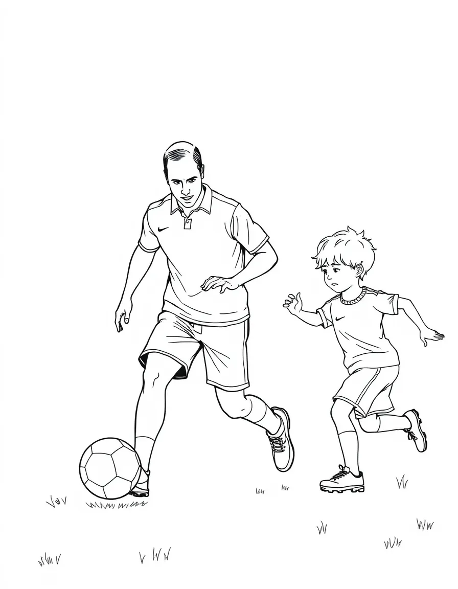 Prince William playing soccer with a child