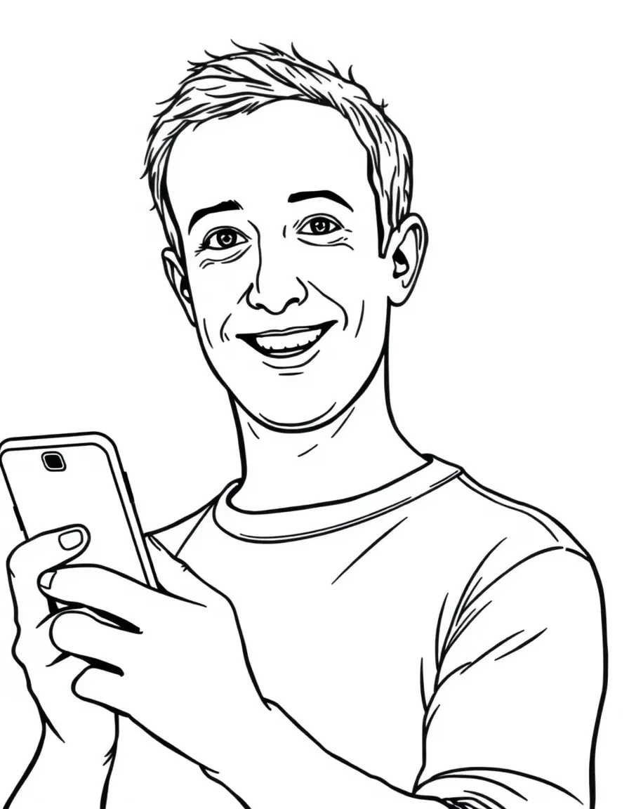 Mark Zuckerberg on his phone, smiling