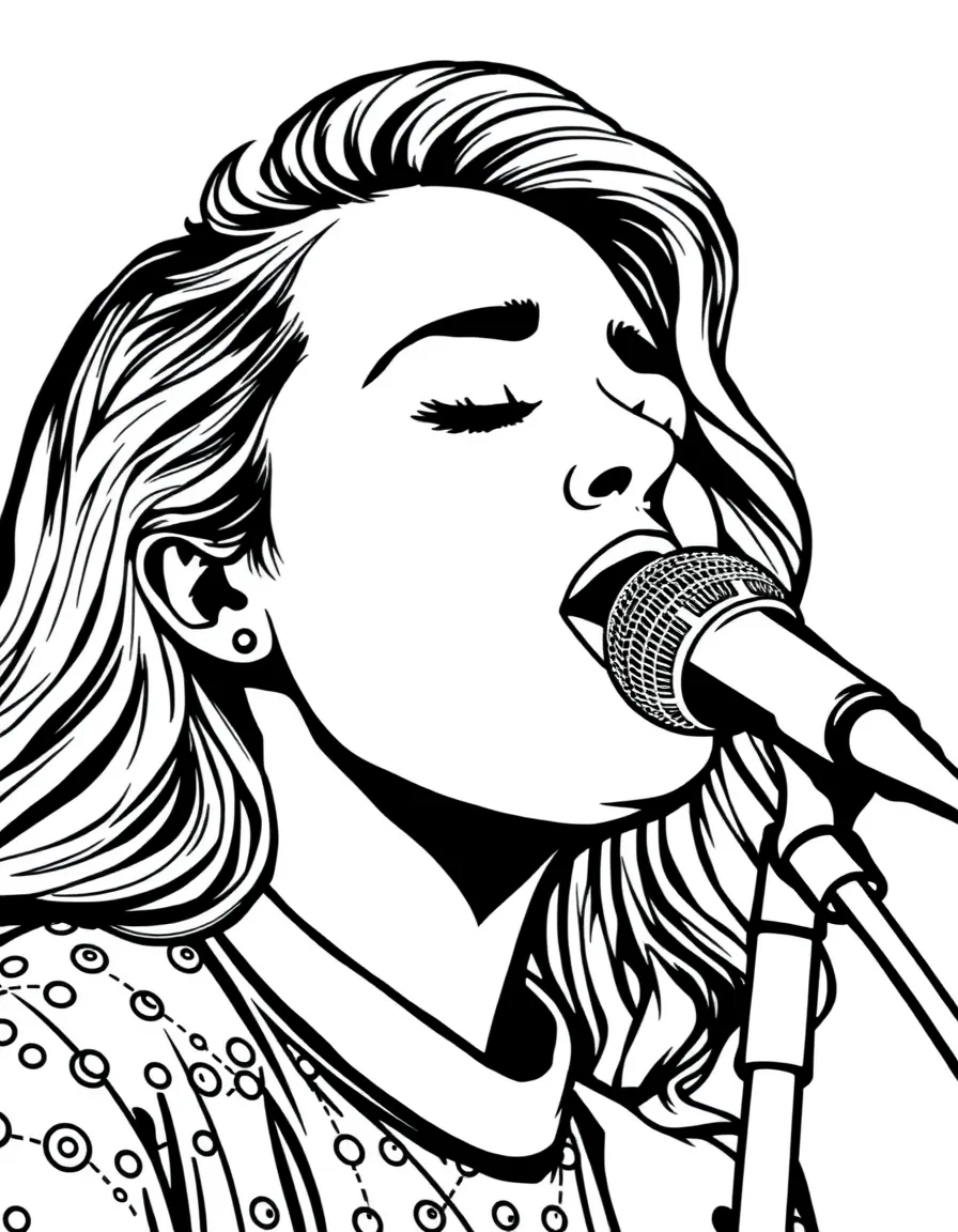 Adele singing with her eyes closed