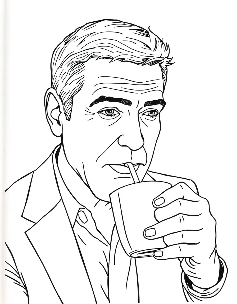 George Clooney sipping from a cup