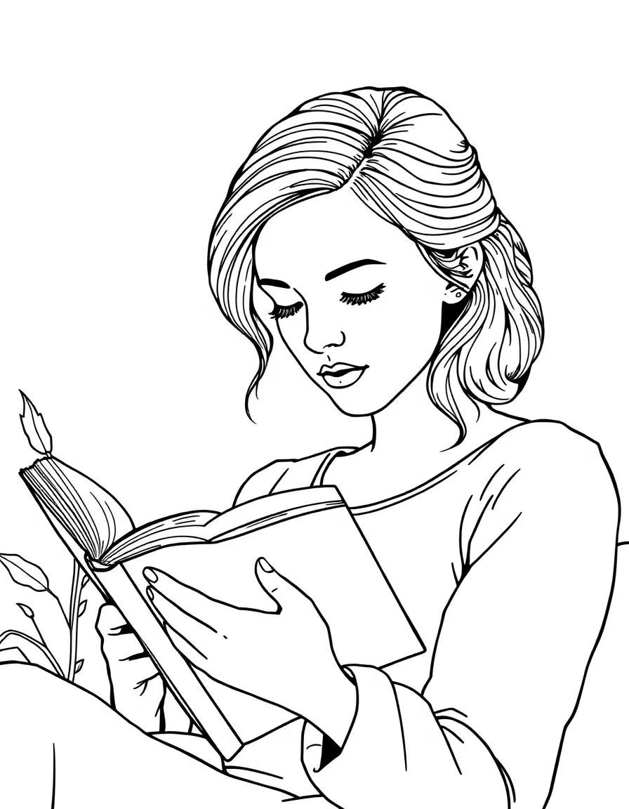 Emma Watson reading peacefully