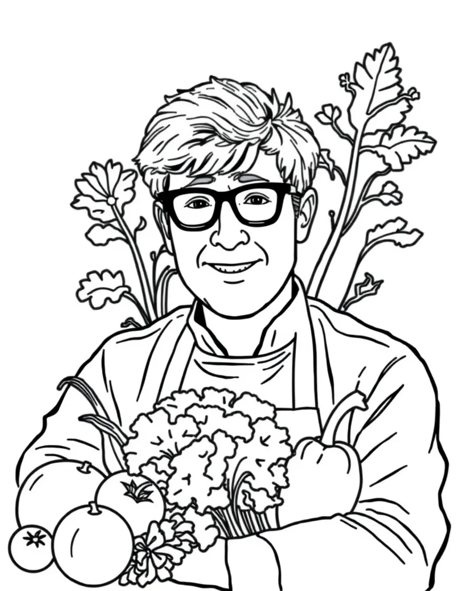 Jamie Oliver with fresh vegetables