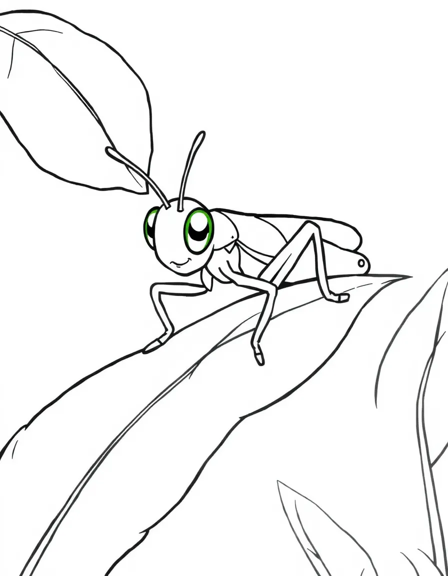 A cute grasshopper on a leave