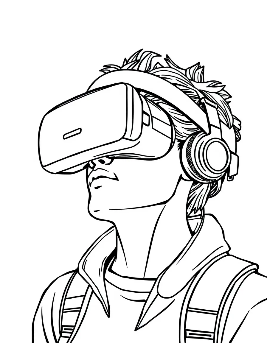 A game player wearing a VR headset
