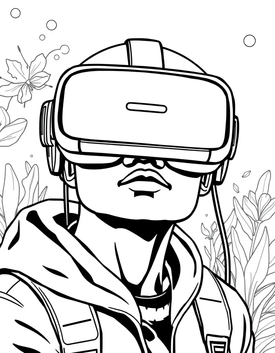 A game player wearing a VR headset