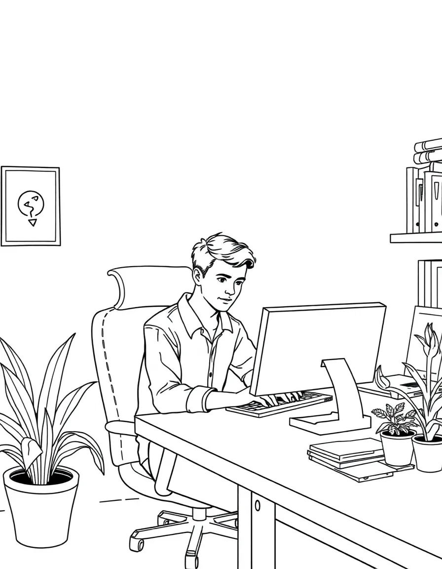 A person working in his office