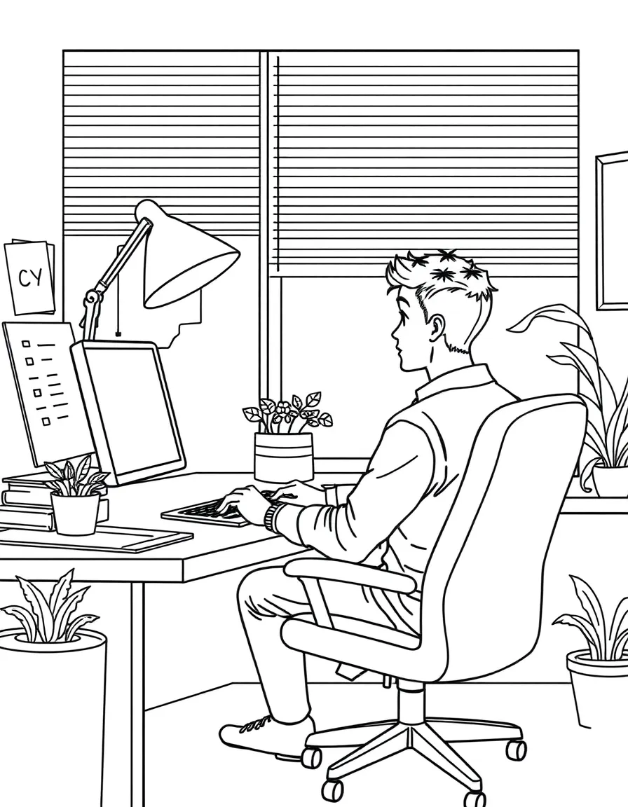 A person working in his office