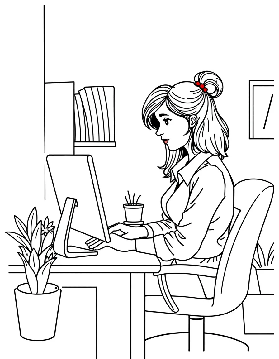 A person working in her office