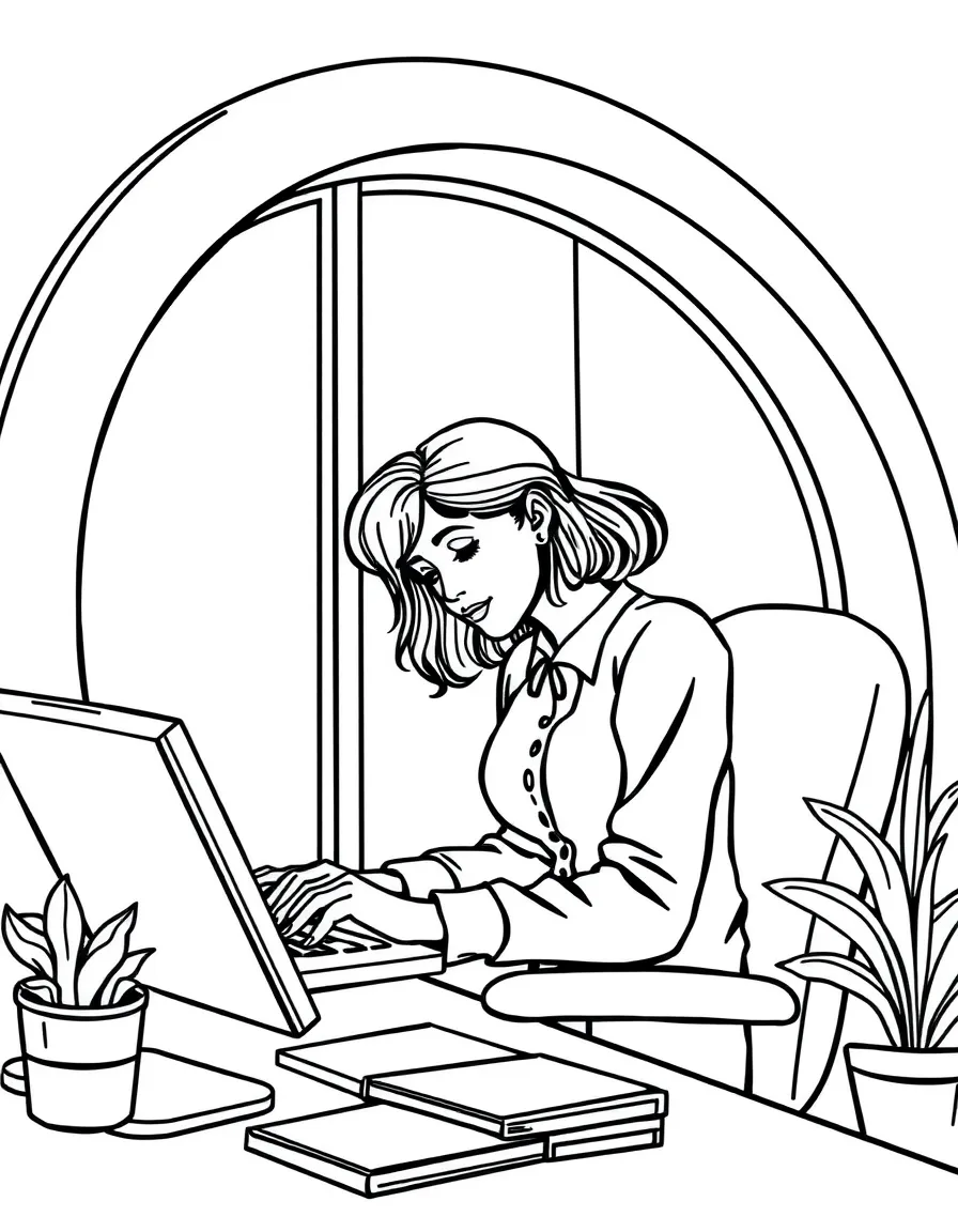 A person working in her office