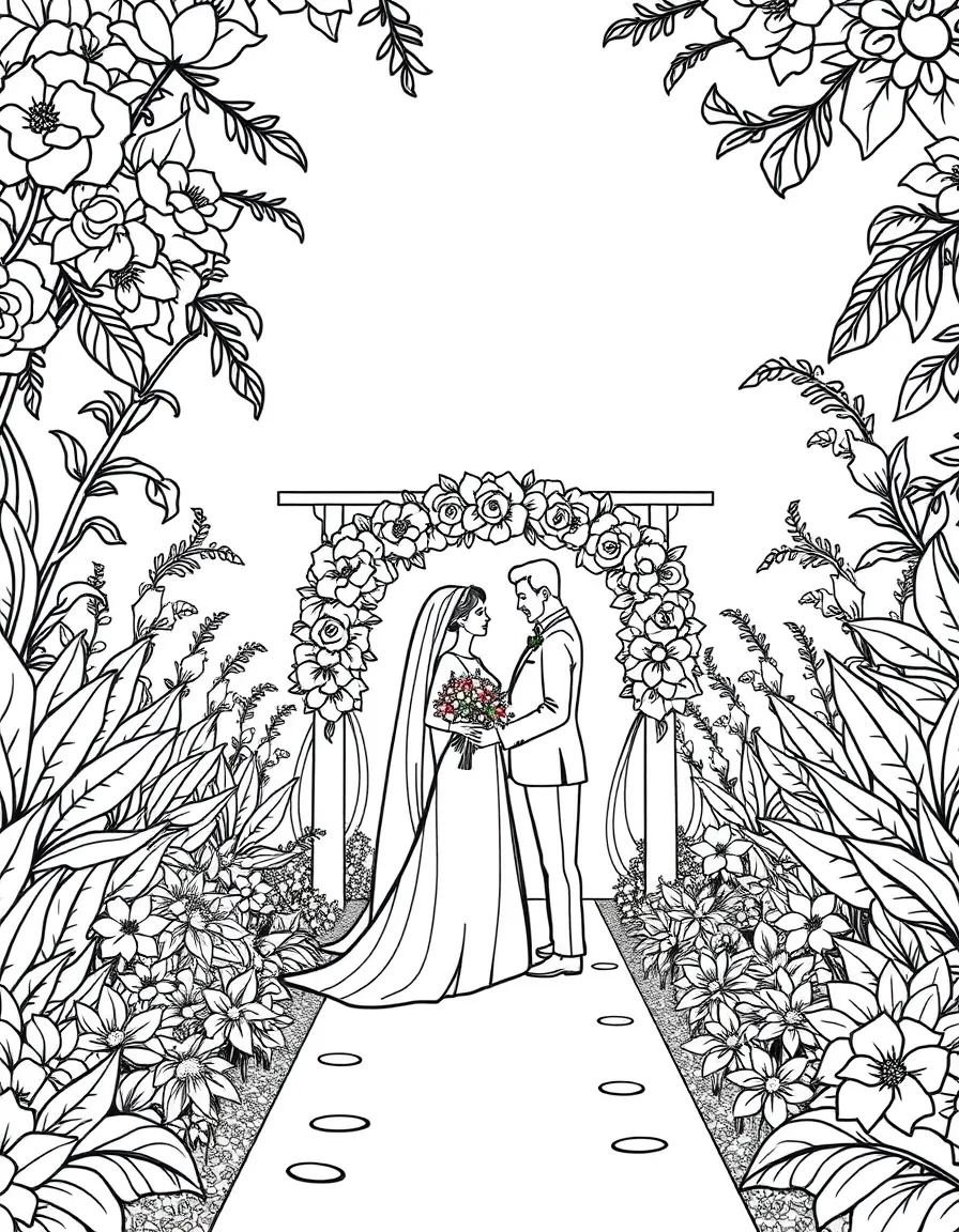 A wedding in a beautiful garden with detailed decorations