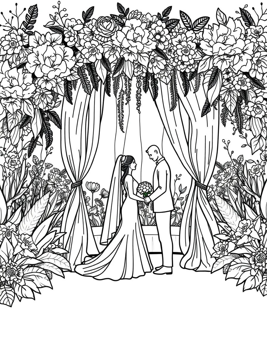 A wedding in a beautiful garden with detailed decorations