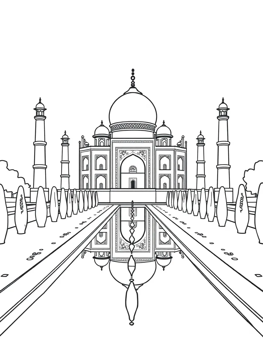 Taj Mahal with garden and reflecting pool