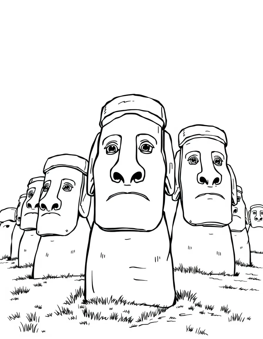 Easter Island stone head statues