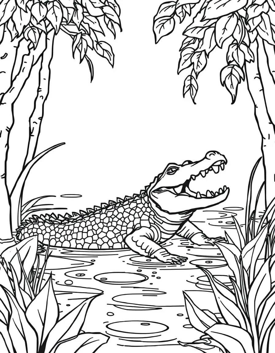 Florida Everglades alligator in swamp