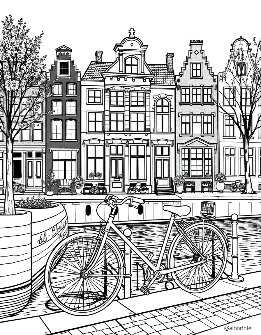 Amsterdam canal house with bicycle