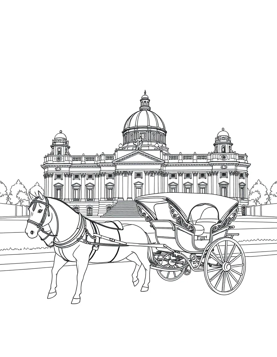 Vienna horse-drawn carriage and palace