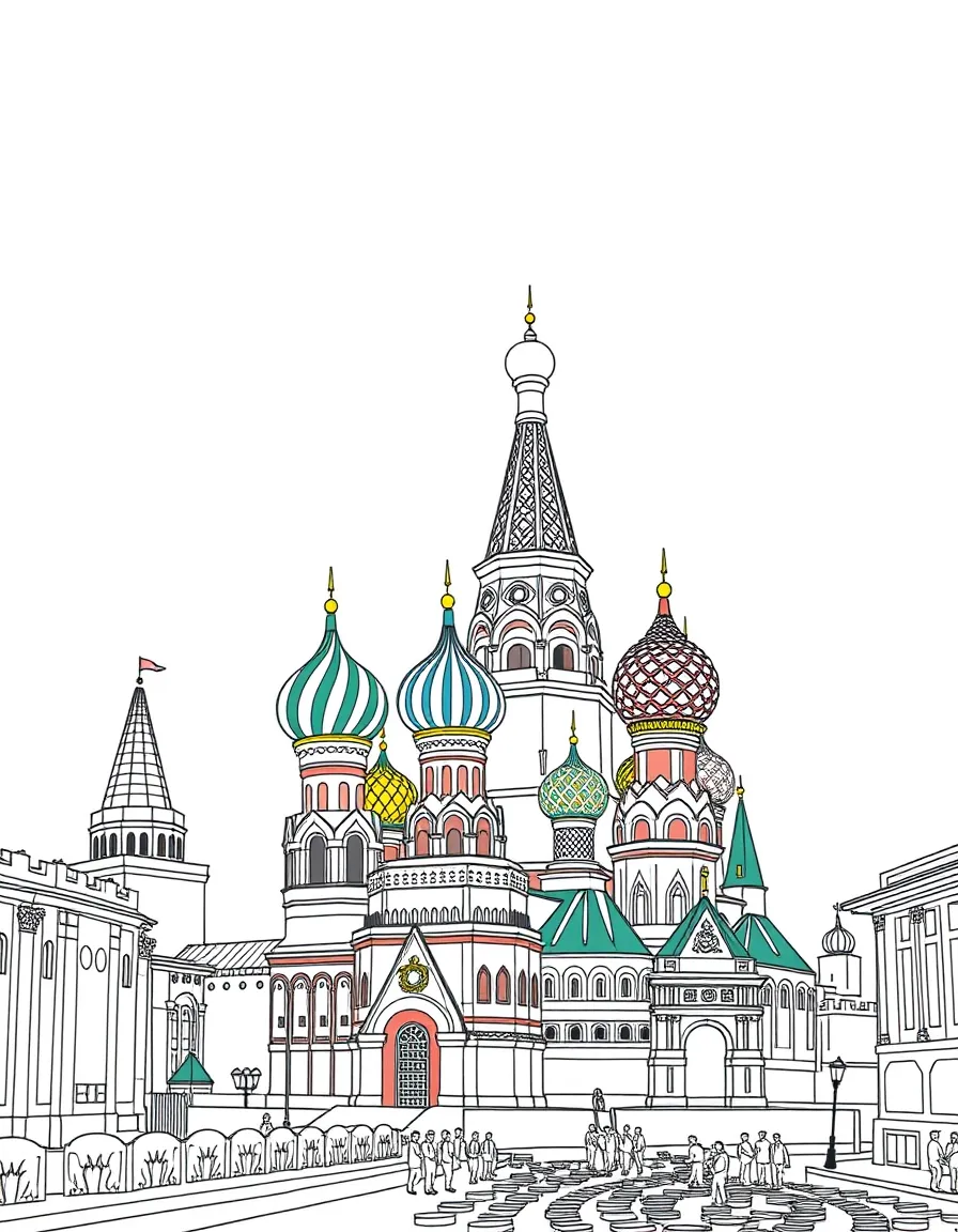 Moscow Red Square with colorful onion domes