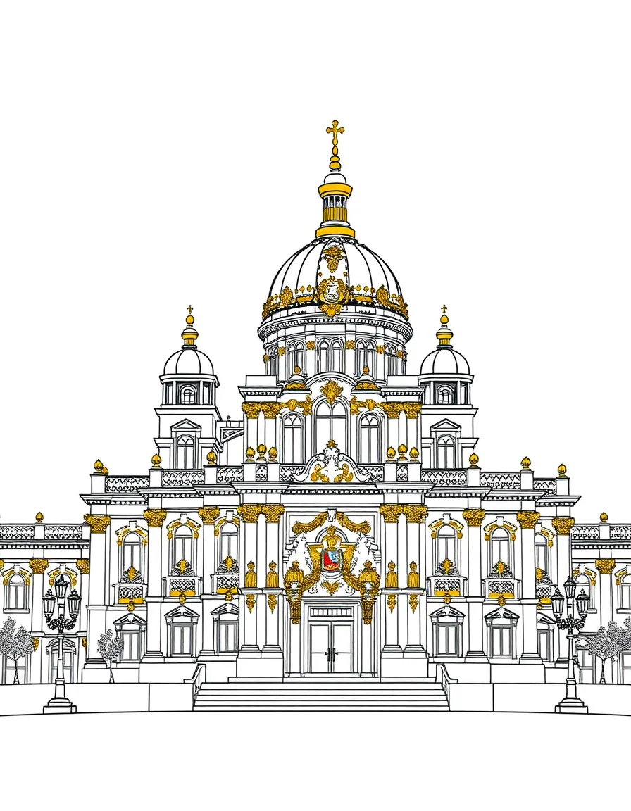 St Petersburg palace with golden decorations