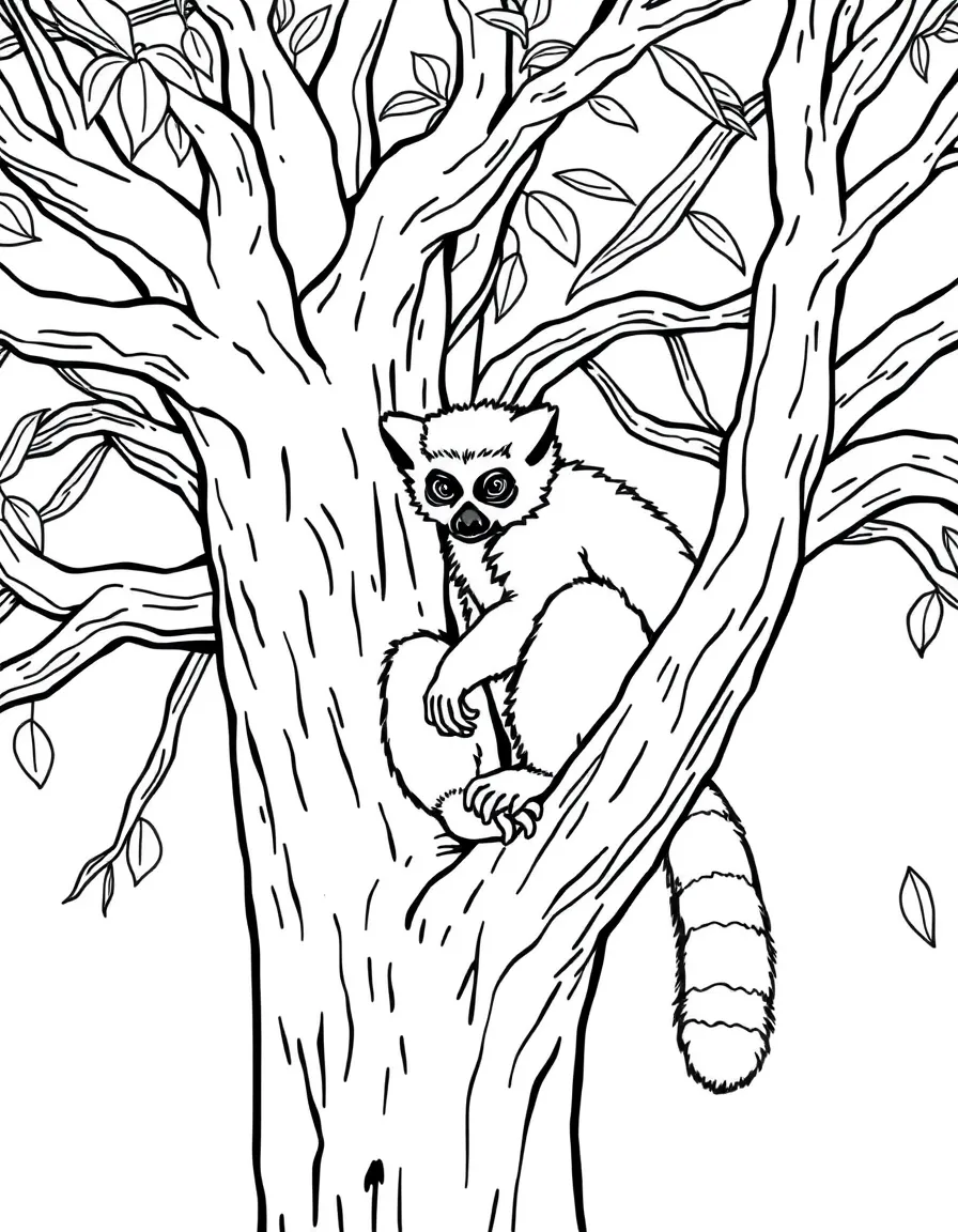 Madagascar lemur in baobab tree