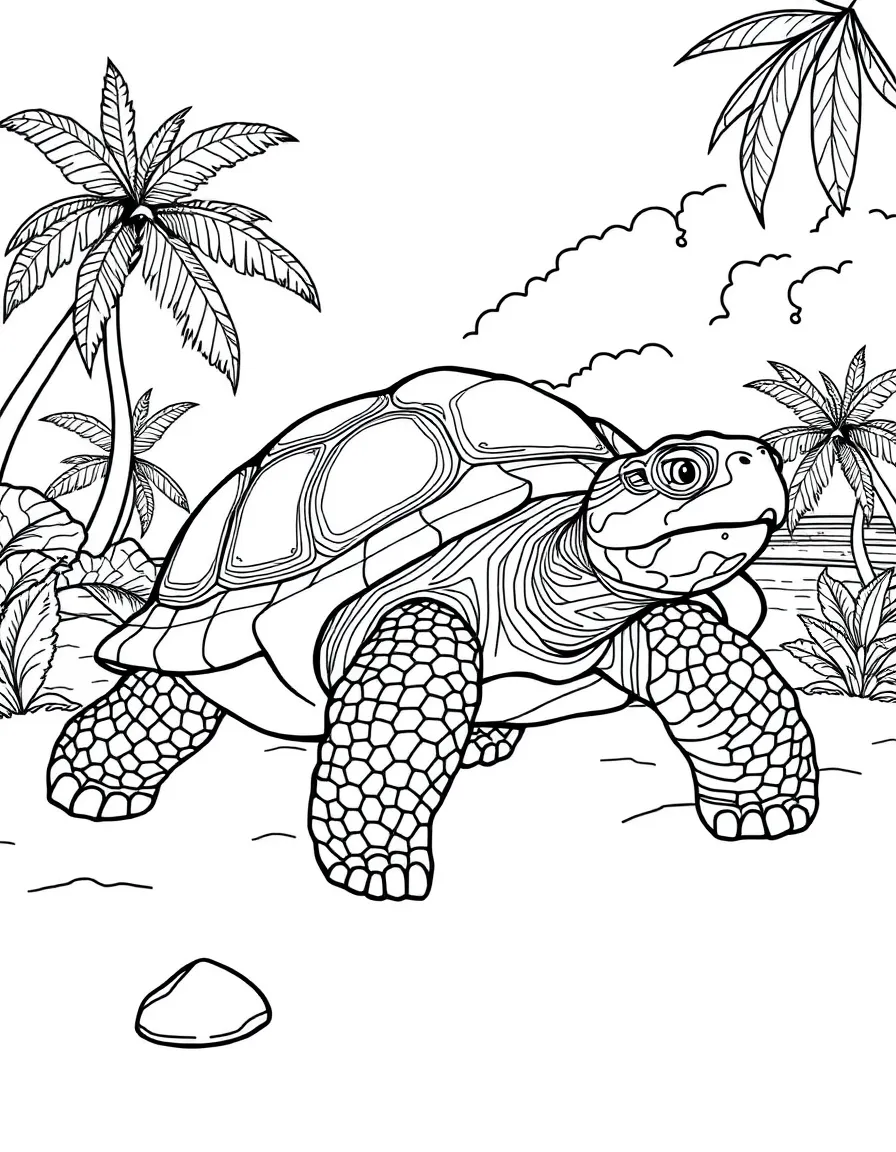 Seychelles giant tortoise on tropical beach
