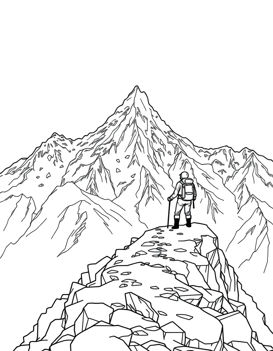 Nepal mountain climber approaching Everest peak