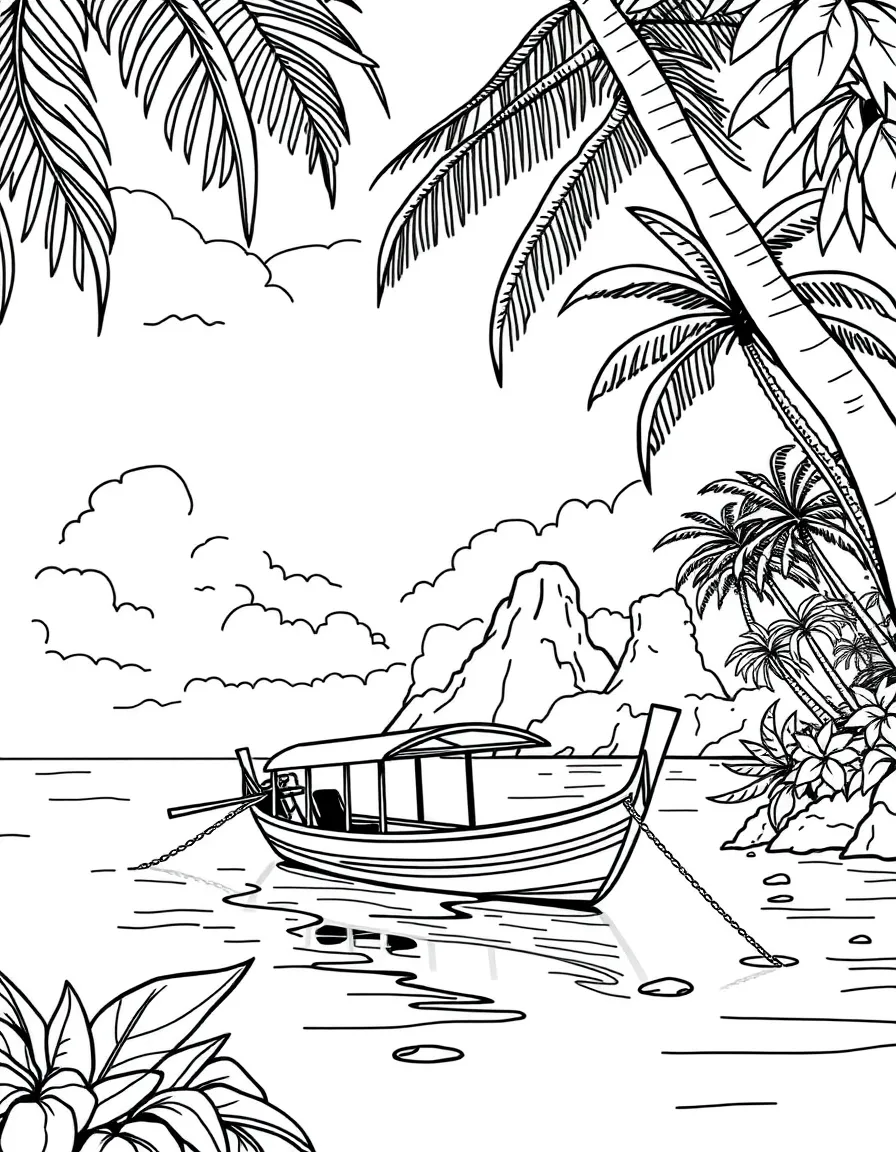 Philippines tropical island with bangka boat