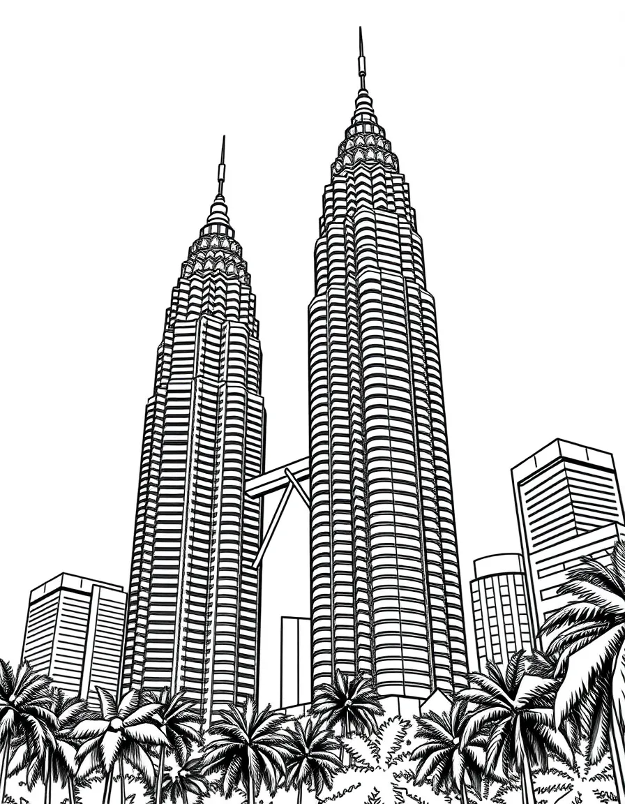 Malaysia twin towers reaching skyline