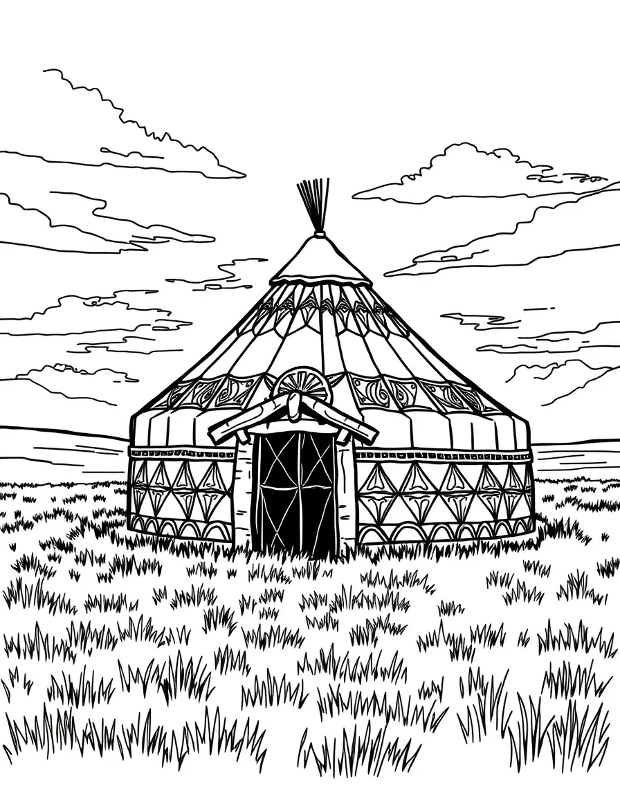 Mongolia traditional yurt on grassland