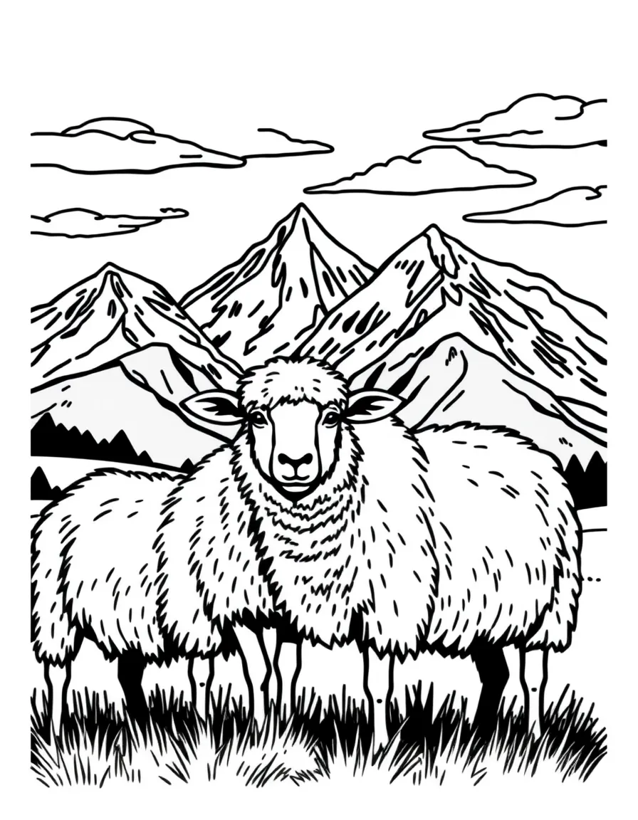 New Zealand sheep grazing near mountains