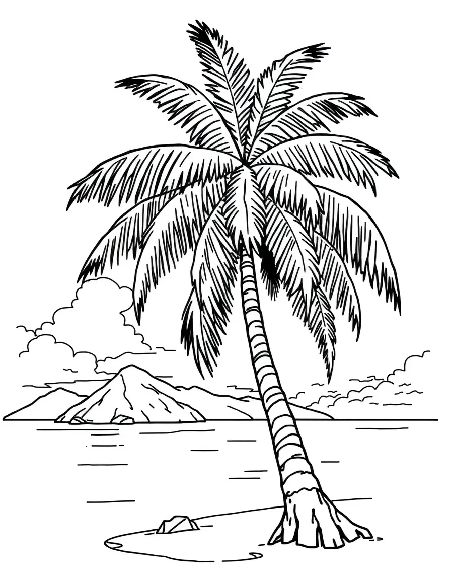 Cook Islands palm tree leaning over lagoon