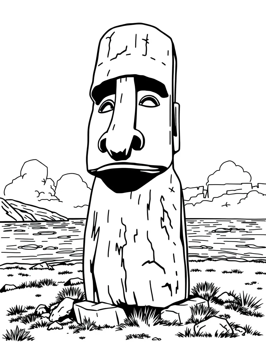 Easter Island moai statue facing ocean