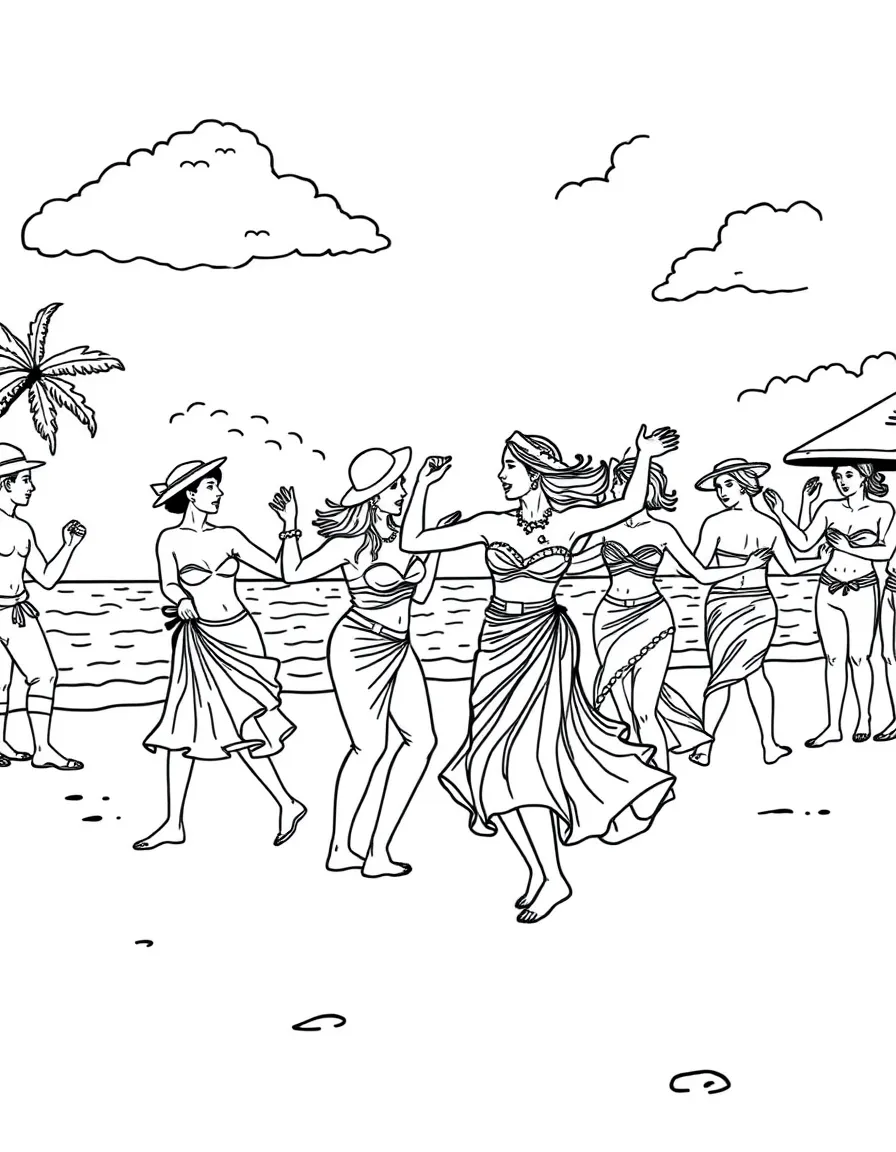 Dominican Republic merengue dancers on beach