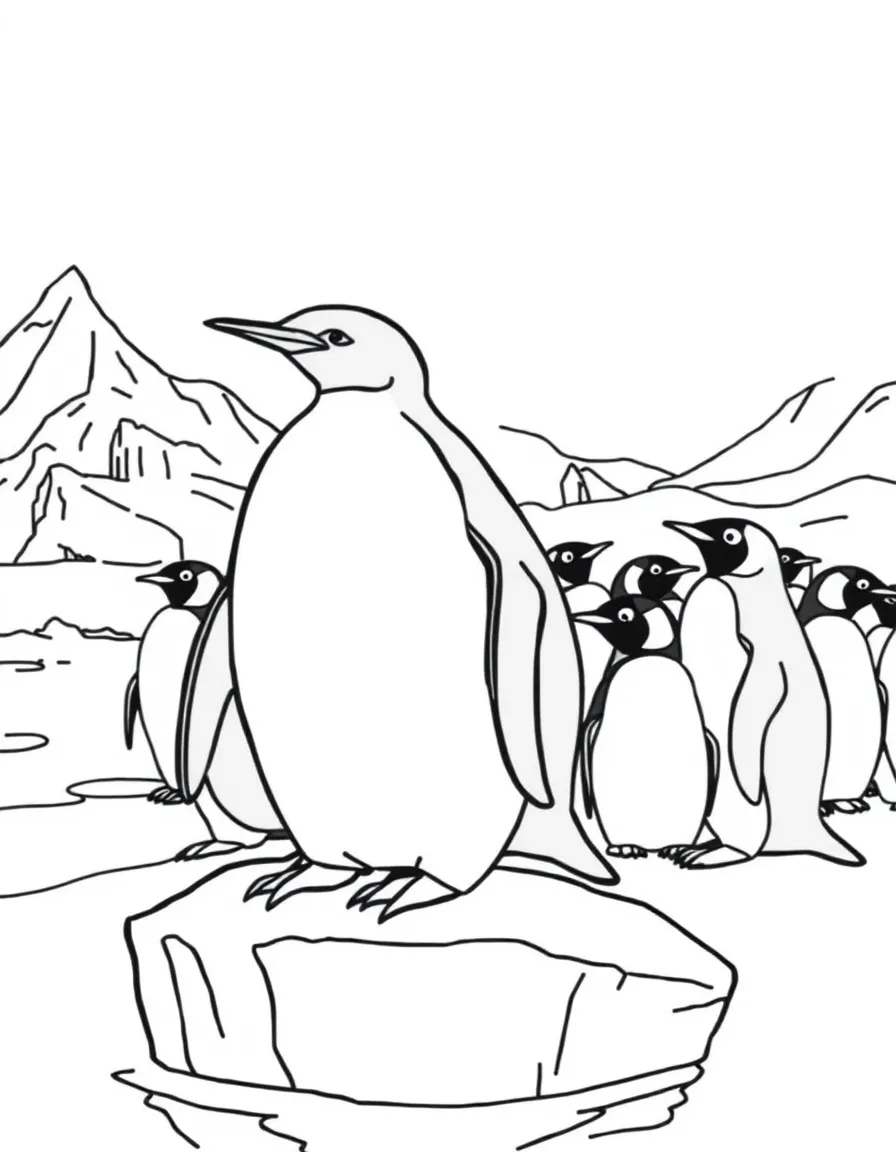 Antarctica penguin colony on ice floe
