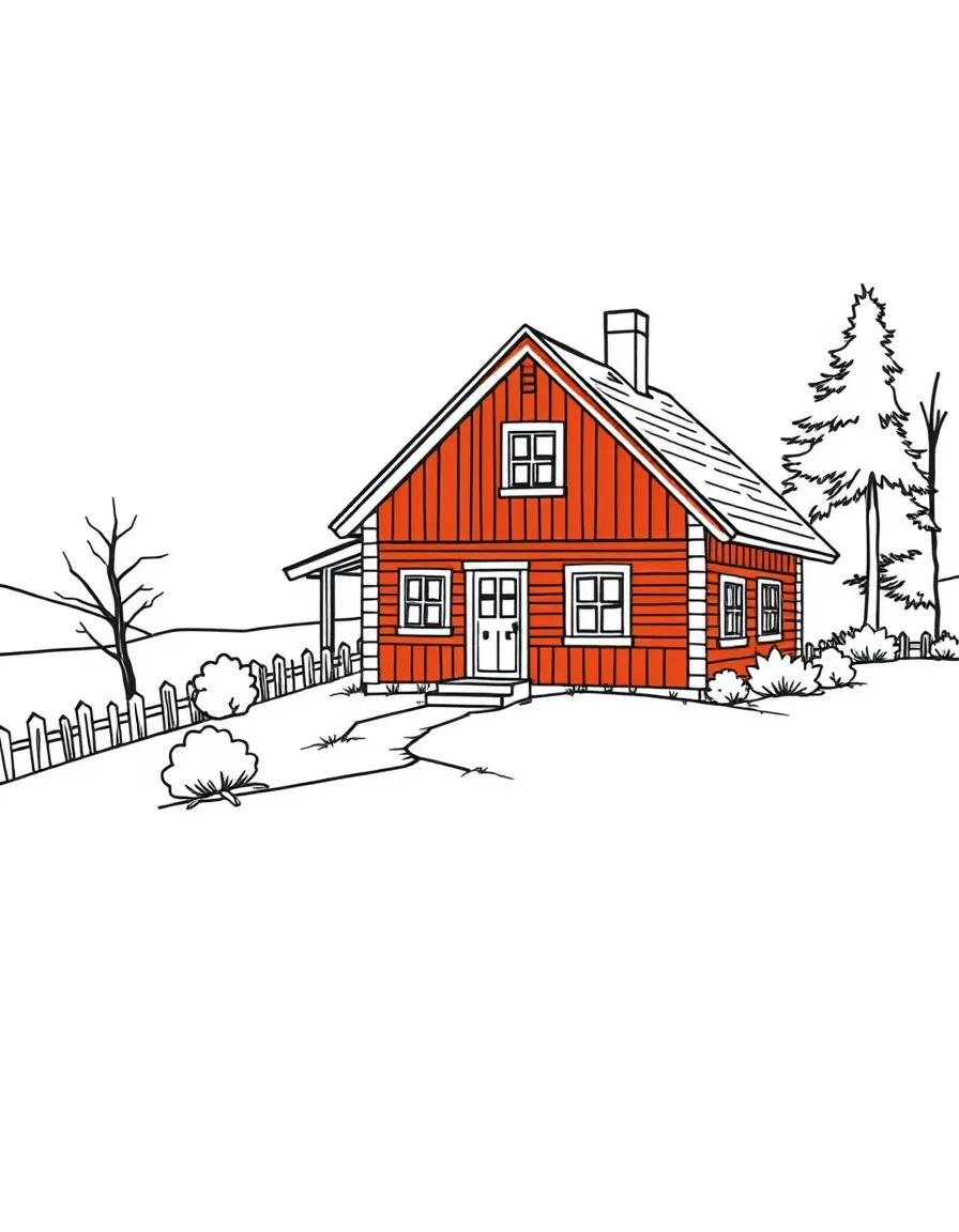Sweden traditional red wooden house