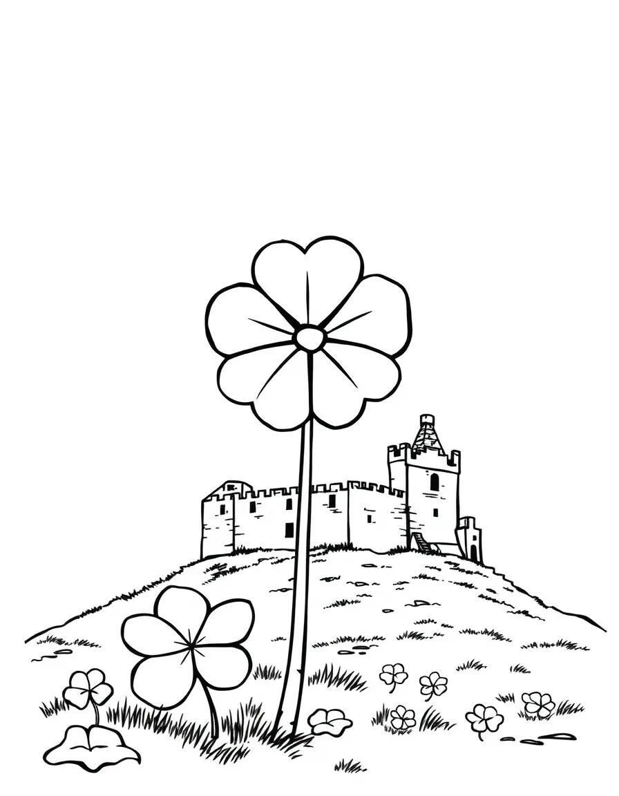 Ireland four-leaf clover and castle ruins