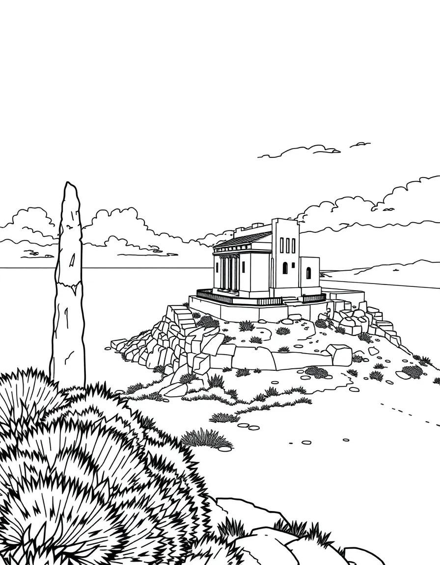 Malta ancient temple overlooking Mediterranean
