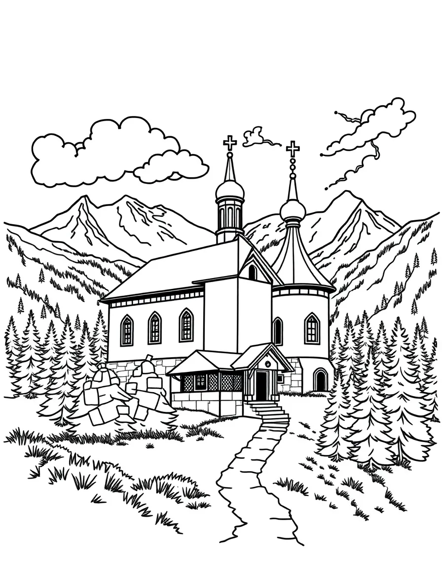 Serbia Orthodox monastery in mountains