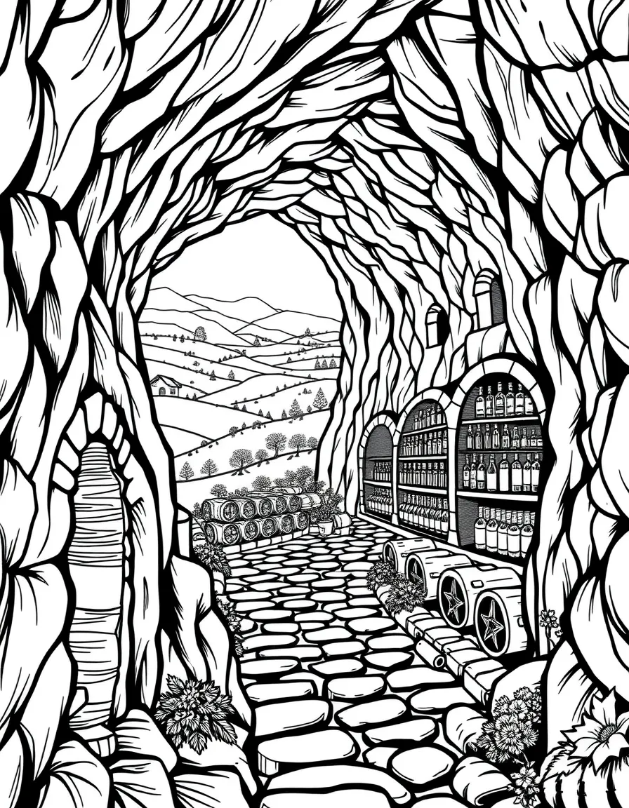 Moldova wine cellar carved in hillside