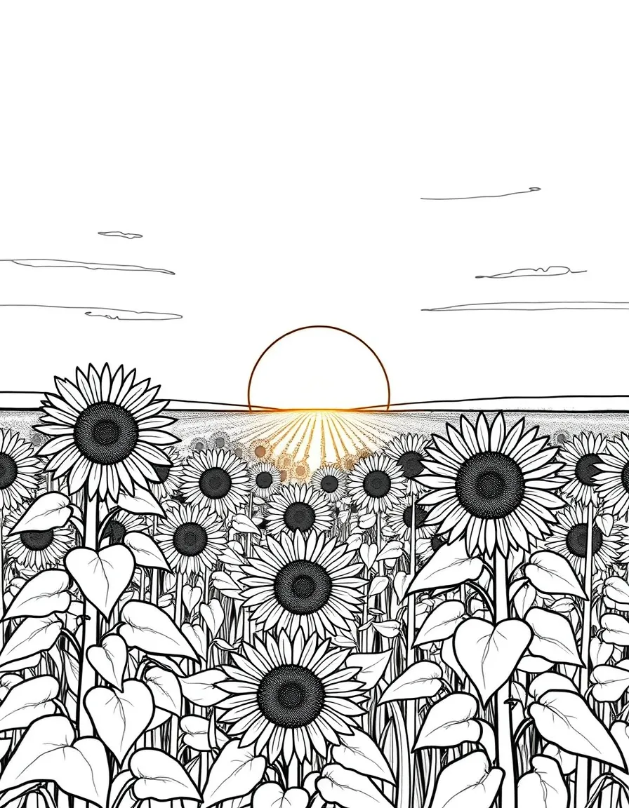 Ukraine sunflower field stretching to horizon