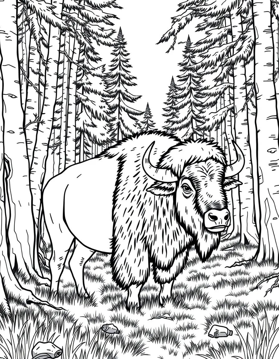 Belarus European bison in ancient forest