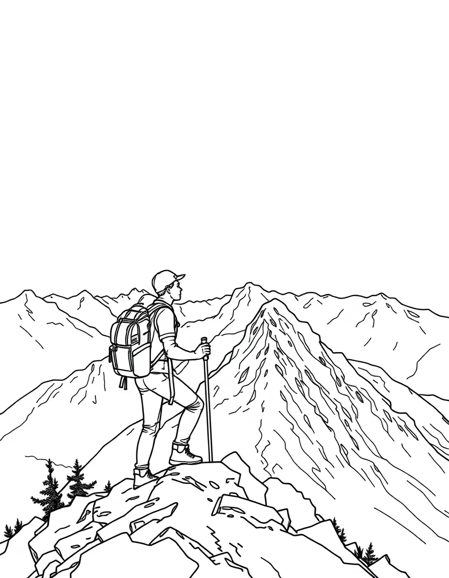 Slovakia mountain hiker reaching summit