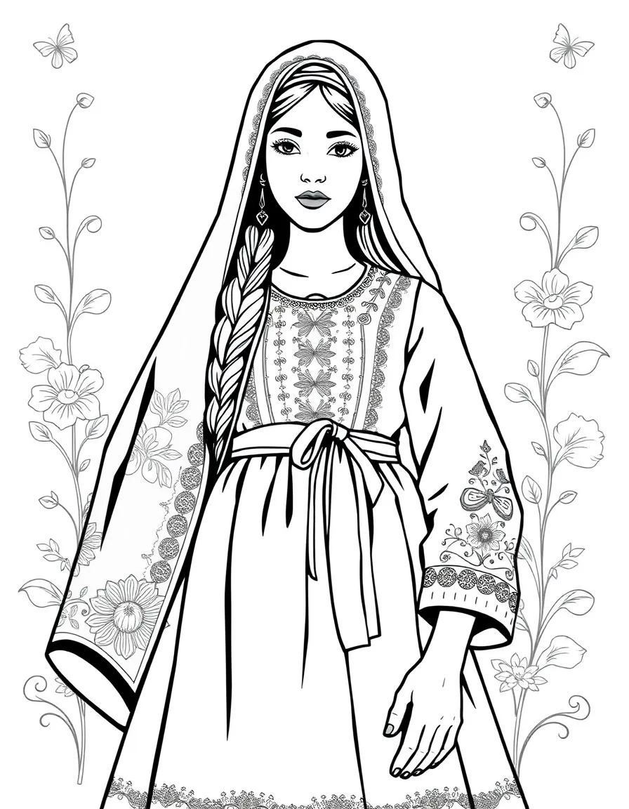 Hungary traditional folk costume with embroidery