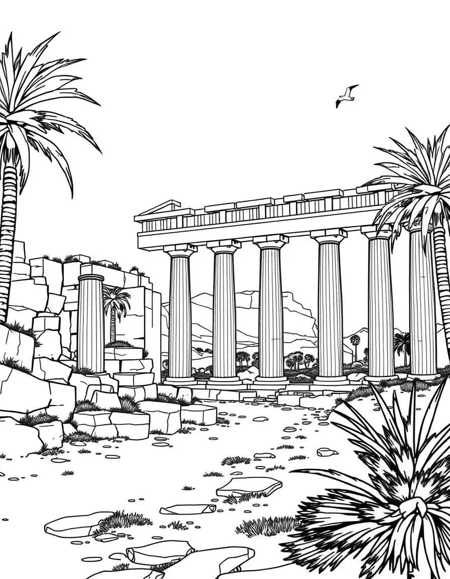 Libya ancient Roman ruins by Mediterranean