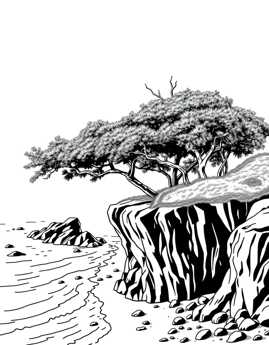 Somalia frankincense trees on coastal cliffs
