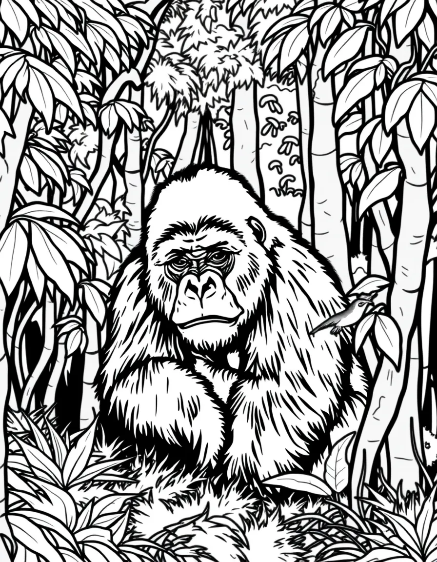 Uganda mountain gorilla in misty forest