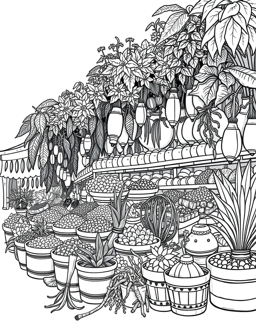 Zanzibar spice market with aromatic herbs